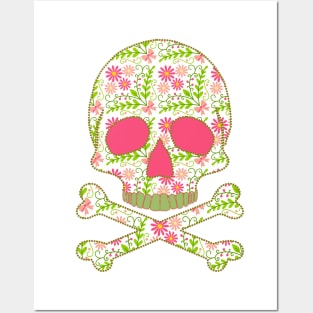 Skull with Flowers Posters and Art